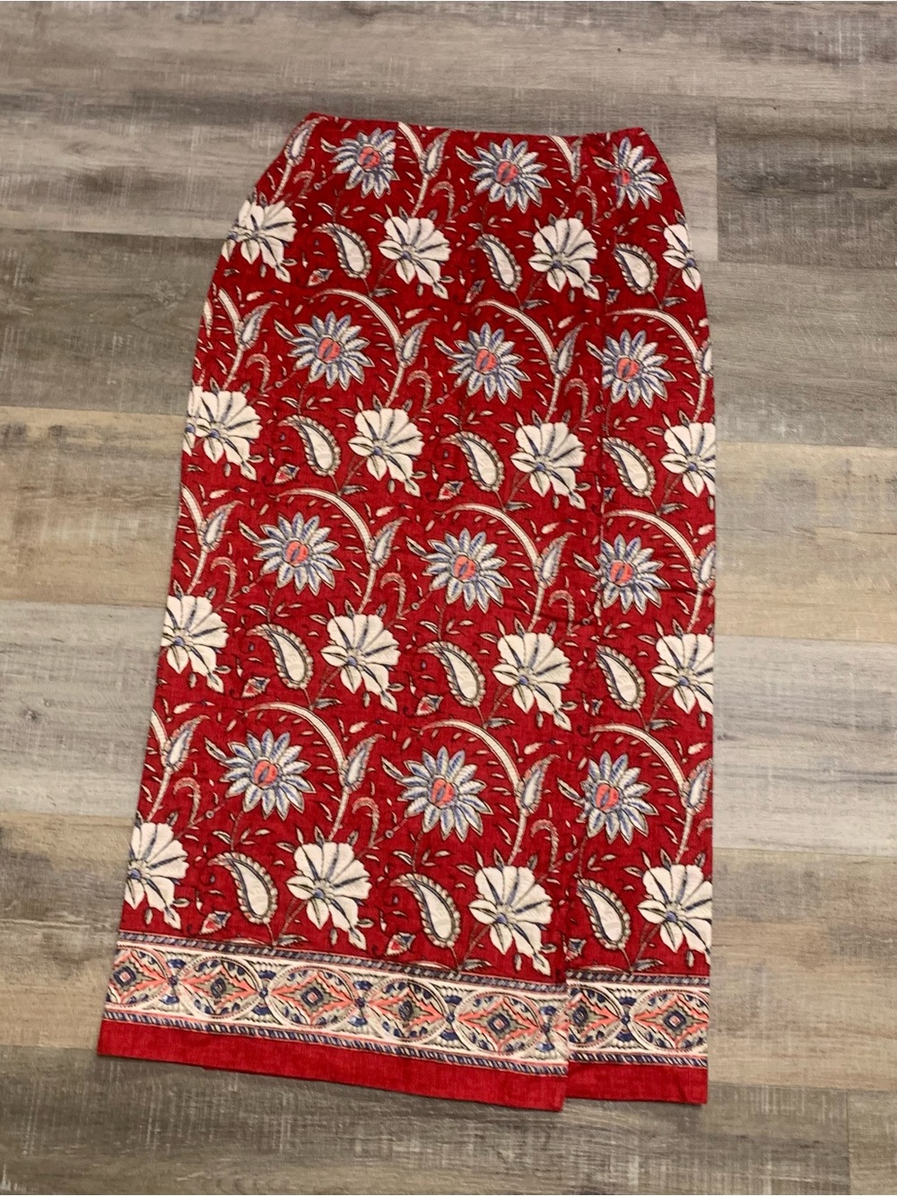 Talbots Vintage Linen Blend Floral Midi Wrap Skirt Women’s Size 4